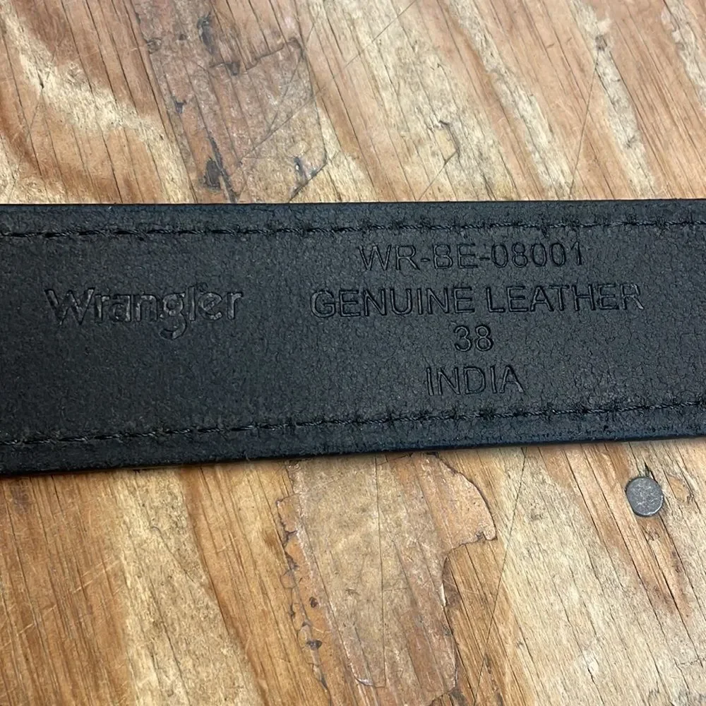 NWT Wrangler mens black leather belt size 38
